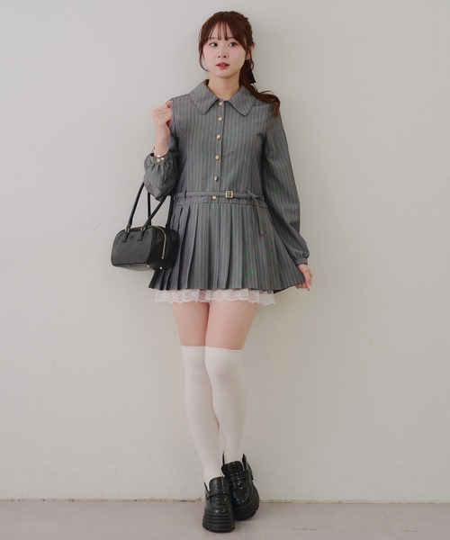 Another Branch olive des olive（アナザーブランチオリーブデオリーブ）の「【2026SS】ベルト付シャツミニワンピース（ワンピース・レディース・チェック/ストライプ/ブラック・FREE）」の22枚目の写真