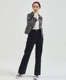 Corduroy bootcut slacks black