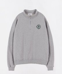 BSMT（ベースメントアーカイブ）の「Overfit circle logo half zip-up sweatshirt gray（スウェット）」