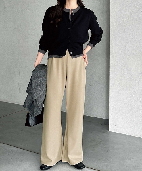 GeeRA（ジーラ）の「【S-LL展開】美脚見せ！オン/オフ着られるカーブフレアストレッチパンツ（スラックス・レディース・ベージュ/チャコール/ブラック・SMALL/X-LARGE/LARGE/MEDIUM）」の15枚目の写真