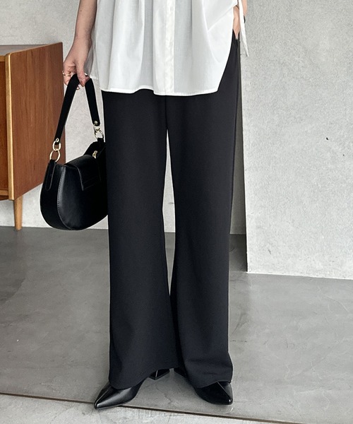 GeeRA（ジーラ）の「【S-LL展開】美脚見せ！オン/オフ着られるカーブフレアストレッチパンツ（スラックス・レディース・ベージュ/チャコール/ブラック・SMALL/X-LARGE/LARGE/MEDIUM）」の21枚目の写真