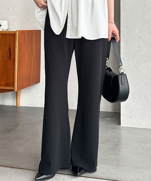 GeeRA（ジーラ）の「【S-LL展開】美脚見せ！オン/オフ着られるカーブフレアストレッチパンツ（スラックス・レディース・ベージュ/チャコール/ブラック・SMALL/X-LARGE/LARGE/MEDIUM）」の22枚目の写真