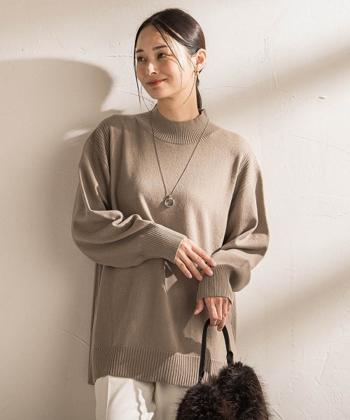 LAUTREAMONT（ロートレアモン）の「ファインメリノウールチュニックニット≪洗える≫（ニット/セーター・レディース・ライトグレー/グリーン/ピンク/キャメル・9号）」の4枚目の写真