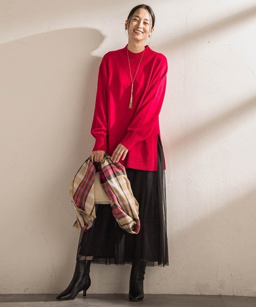 LAUTREAMONT（ロートレアモン）の「ファインメリノウールチュニックニット≪洗える≫（ニット/セーター・レディース・ライトグレー/グリーン/ピンク/キャメル・9号）」の11枚目の写真