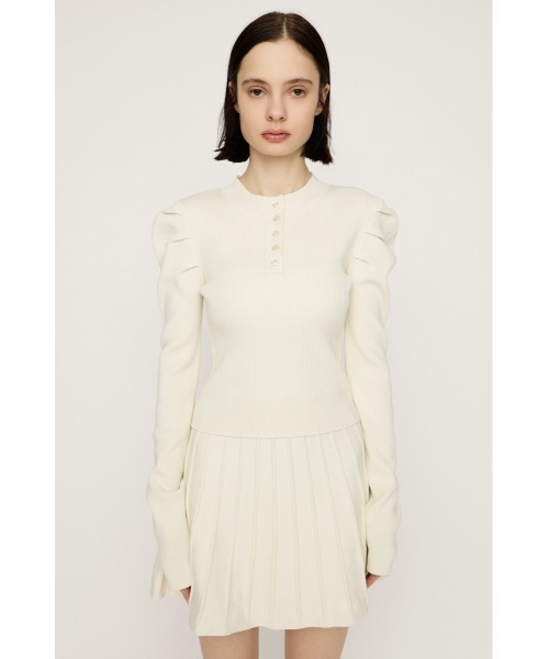 SLY（スライ）の「TUCK SLEEVE FLARE KNIT 2P タックスリーブ フレア ニット ツーピー 冬服 春服（ワンピース・レディース・ライトブルー/ブラック/アイボリー/杢グレー・FREE）」の6枚目の写真