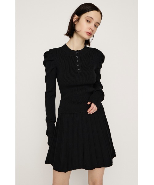 SLY（スライ）の「TUCK SLEEVE FLARE KNIT 2P タックスリーブ フレア ニット ツーピー 冬服 春服（ワンピース・レディース・ライトブルー/ブラック/アイボリー/杢グレー・FREE）」の9枚目の写真
