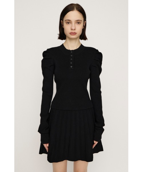 SLY（スライ）の「TUCK SLEEVE FLARE KNIT 2P タックスリーブ フレア ニット ツーピー 冬服 春服（ワンピース・レディース・ライトブルー/ブラック/アイボリー/杢グレー・FREE）」の10枚目の写真