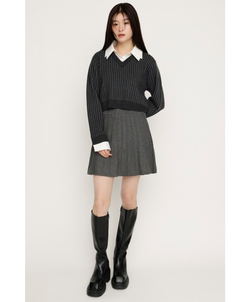 SLY（スライ）の「TUCK SLEEVE FLARE KNIT 2P タックスリーブ フレア ニット ツーピー 冬服 春服（ワンピース・レディース・ライトブルー/ブラック/アイボリー/杢グレー・FREE）」の12枚目の写真