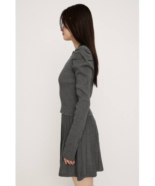 SLY（スライ）の「TUCK SLEEVE FLARE KNIT 2P タックスリーブ フレア ニット ツーピー 冬服 春服（ワンピース・レディース・ライトブルー/ブラック/アイボリー/杢グレー・FREE）」の15枚目の写真