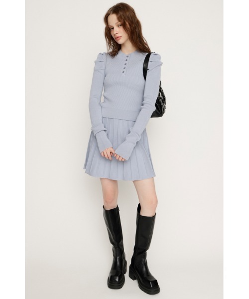 SLY（スライ）の「TUCK SLEEVE FLARE KNIT 2P タックスリーブ フレア ニット ツーピー 冬服 春服（ワンピース・レディース・ライトブルー/ブラック/アイボリー/杢グレー・FREE）」の18枚目の写真