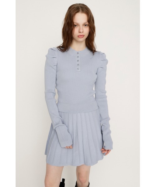 SLY（スライ）の「TUCK SLEEVE FLARE KNIT 2P タックスリーブ フレア ニット ツーピー 冬服 春服（ワンピース・レディース・ライトブルー/ブラック/アイボリー/杢グレー・FREE）」の19枚目の写真