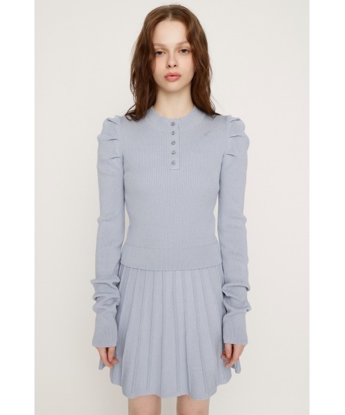 SLY（スライ）の「TUCK SLEEVE FLARE KNIT 2P タックスリーブ フレア ニット ツーピー 冬服 春服（ワンピース・レディース・ライトブルー/ブラック/アイボリー/杢グレー・FREE）」の20枚目の写真