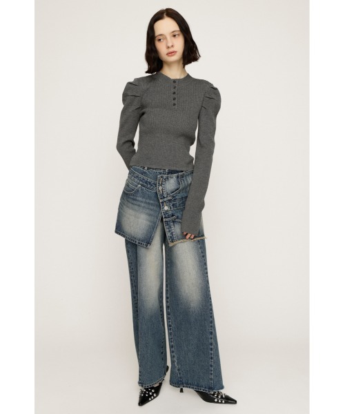 SLY（スライ）の「TUCK SLEEVE FLARE KNIT 2P タックスリーブ フレア ニット ツーピー 冬服 春服（ワンピース・レディース・ライトブルー/ブラック/アイボリー/杢グレー・FREE）」の22枚目の写真