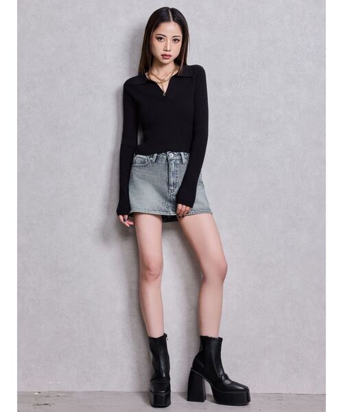 GYDA（ジェイダ）の「Vintageデニムスカートライクショートパンツ（デニムスカート・レディース・ブルー/ブラック・MEDIUM/SMALL/X-SMALL）」の11枚目の写真