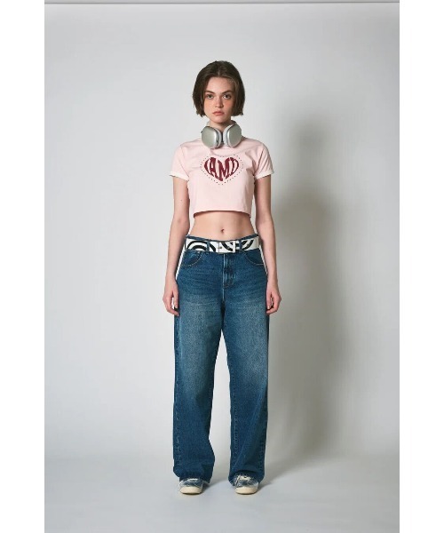 CREO STORE(クレオストア)の「【IAMU】Bicolor Mini Tee(Pink)(Tシャツ/カットソー・レディース・ピンク/ホワイト・FREE)」の7枚目の写真