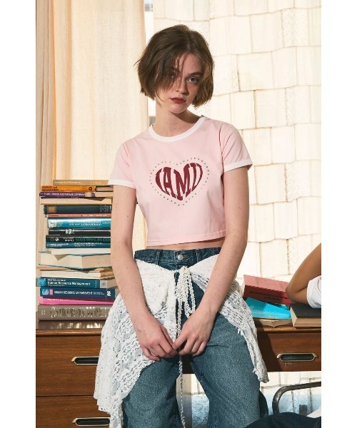 CREO STORE(クレオストア)の「【IAMU】Bicolor Mini Tee(Pink)(Tシャツ/カットソー・レディース・ピンク/ホワイト・FREE)」の8枚目の写真
