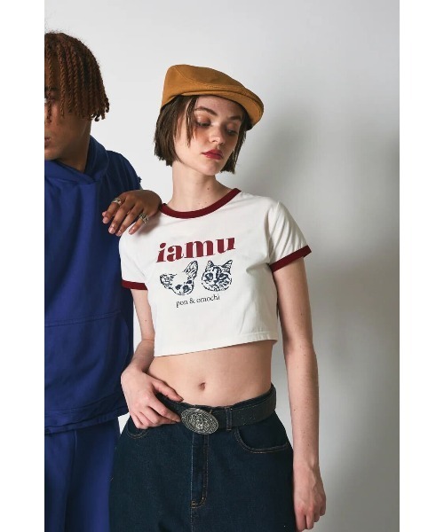 CREO STORE(クレオストア)の「【IAMU】Bicolor Mini Tee(Pink)(Tシャツ/カットソー・レディース・ピンク/ホワイト・FREE)」の3枚目の写真