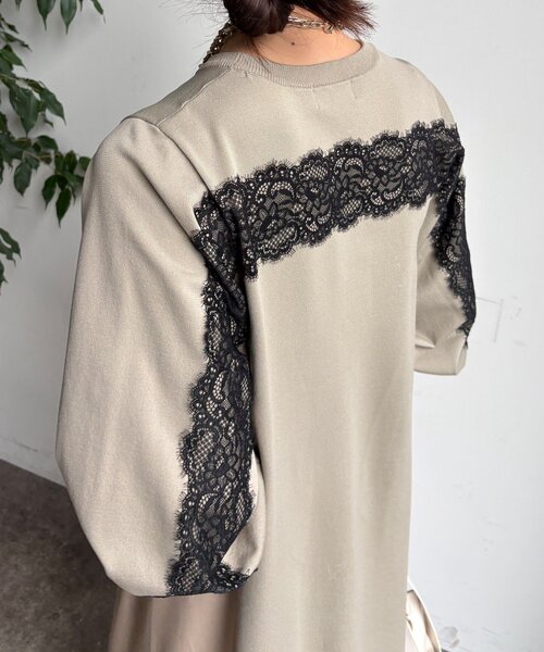 DouDou(ドゥドゥ)の「【WEB限定】バックレースラインワンピース(ワンピース・レディース・グレイッシュベージュ/チャコールグレー/ブラック・FREE)」の5枚目の写真