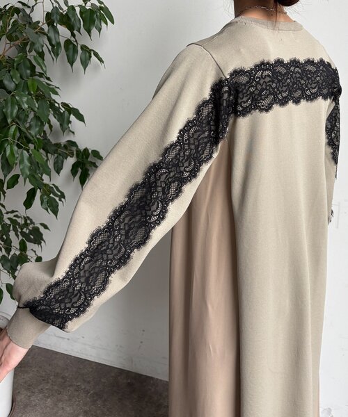 DouDou(ドゥドゥ)の「【WEB限定】バックレースラインワンピース(ワンピース・レディース・グレイッシュベージュ/チャコールグレー/ブラック・FREE)」の15枚目の写真