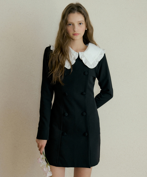 GENA DOUBLE BUTTON SQUARE NECK MINI OPS BLACK（ワンピース）｜REORG（リオルグ）のファッション ...