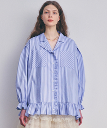 DEWEDEWE（デュイデュイ）の「フリルシャツ_ブルー（シャツ/ブラウス）」