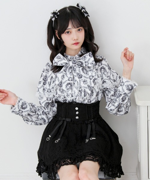 DearMyLove（ディアマイラブ）の「トワルドジュイボウタイフリルリボンブラウス（シャツ/ブラウス・レディース・ブルーグレー/ブラック・MEDIUM/3L/LARGE）」の3枚目の写真