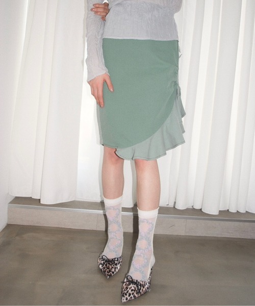 bi-color frill midi skirt / ミディフリルスカート（スカート
