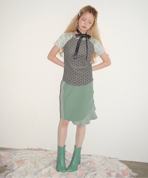 musubore（ムスボレ）の「bi-color frill midi skirt / ミディフリルスカート（スカート・レディース・ブラウン/グリーン・0/1）」の22枚目の写真