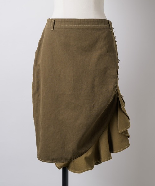 musubore（ムスボレ）の「bi-color frill midi skirt / ミディフリルスカート（スカート・レディース・ブラウン/グリーン・0/1）」の13枚目の写真