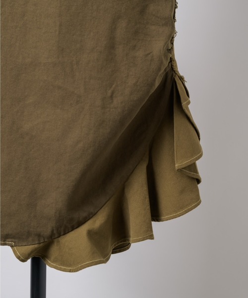musubore（ムスボレ）の「bi-color frill midi skirt / ミディフリルスカート（スカート・レディース・ブラウン/グリーン・0/1）」の12枚目の写真