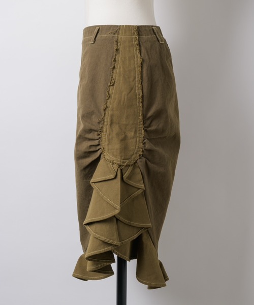 musubore（ムスボレ）の「bi-color frill midi skirt / ミディフリルスカート（スカート・レディース・ブラウン/グリーン・0/1）」の16枚目の写真