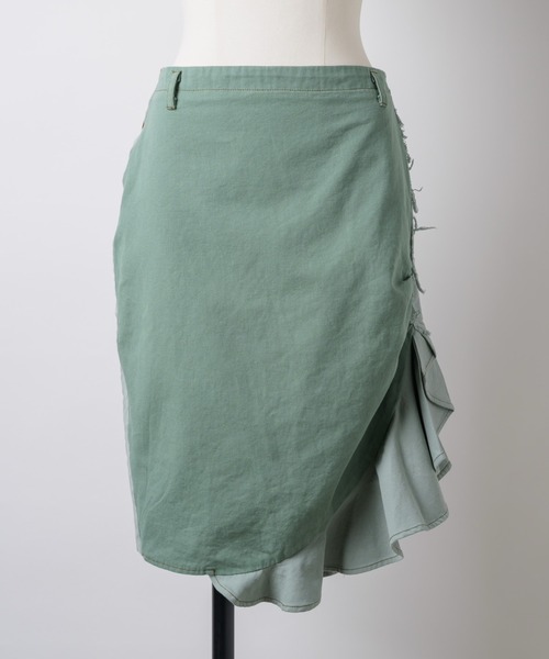 musubore（ムスボレ）の「bi-color frill midi skirt / ミディフリルスカート（スカート・レディース・ブラウン/グリーン・0/1）」の19枚目の写真