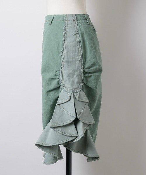 musubore（ムスボレ）の「bi-color frill midi skirt / ミディフリルスカート（スカート・レディース・ブラウン/グリーン・0/1）」の20枚目の写真