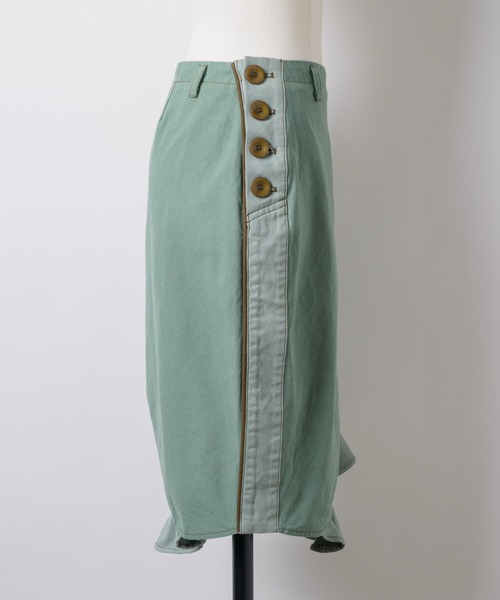 musubore（ムスボレ）の「bi-color frill midi skirt / ミディフリルスカート（スカート・レディース・ブラウン/グリーン・0/1）」の18枚目の写真