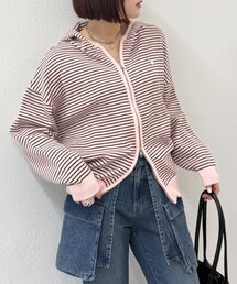 w closet | ボーダーニットパーカー(パーカー)