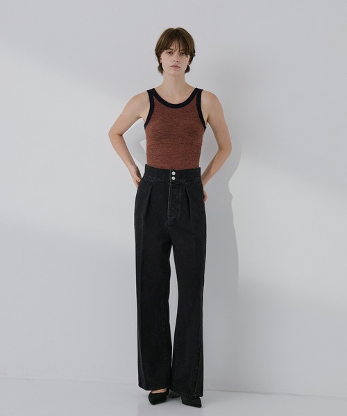 RITAN(リタン)の「【RITAN/リタン】High Waist Tack Denim/ハイウエストタックデニム(デニムパンツ・レディース・ブラック/ブルー・1/2)」の3枚目の写真