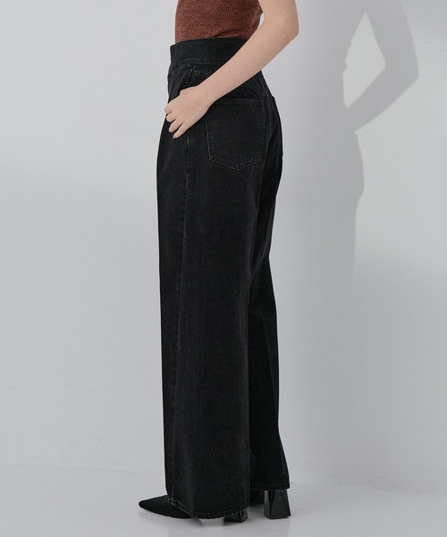 RITAN(リタン)の「【RITAN/リタン】High Waist Tack Denim/ハイウエストタックデニム(デニムパンツ・レディース・ブラック/ブルー・1/2)」の5枚目の写真