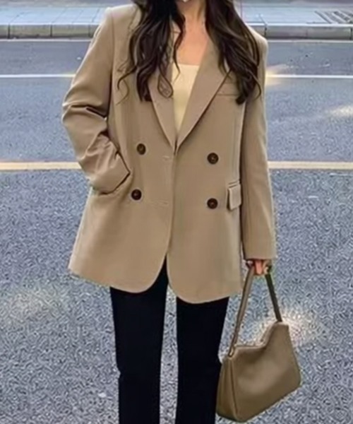 SallyLunn(サリーラン)の「ダブルカラーテーラードジャケット(その他アウター・レディース・ベージュ/ブラック・MEDIUM/LARGE)」の7枚目の写真