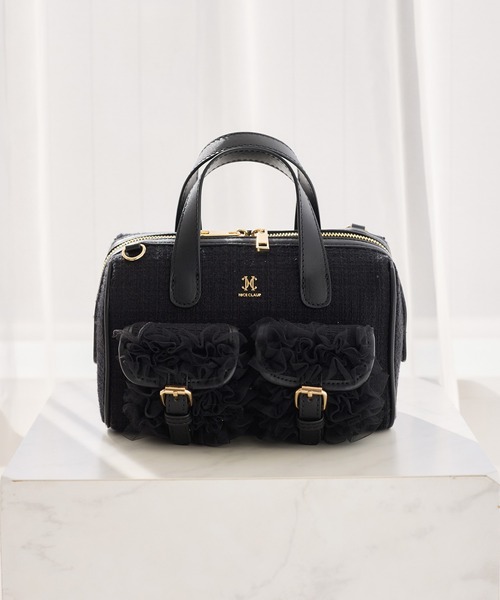 one after another NICE CLAUP（ワンアフターアナザーナイスクラップ）の「【premium order】チュールフリルボストンバッグ（ショルダーバッグ・レディース・ブラック/アイボリー/ピンク/ミント・FREE）」の3枚目の写真