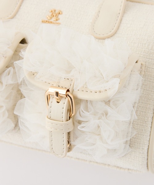 one after another NICE CLAUP（ワンアフターアナザーナイスクラップ）の「【premium order】チュールフリルボストンバッグ（ショルダーバッグ・レディース・ブラック/アイボリー/ピンク/ミント・FREE）」の19枚目の写真