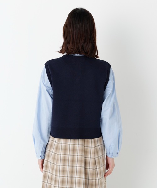 human woman(ヒューマンウーマン)の「◆ハイツイストコットン混ジャカードベスト(ベスト・レディース・ネイビー/ホワイト系その他/グレー・MEDIUM)」の10枚目の写真