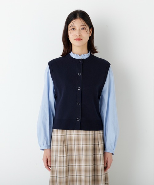 human woman(ヒューマンウーマン)の「◆ハイツイストコットン混ジャカードベスト(ベスト・レディース・ネイビー/ホワイト系その他/グレー・MEDIUM)」の11枚目の写真