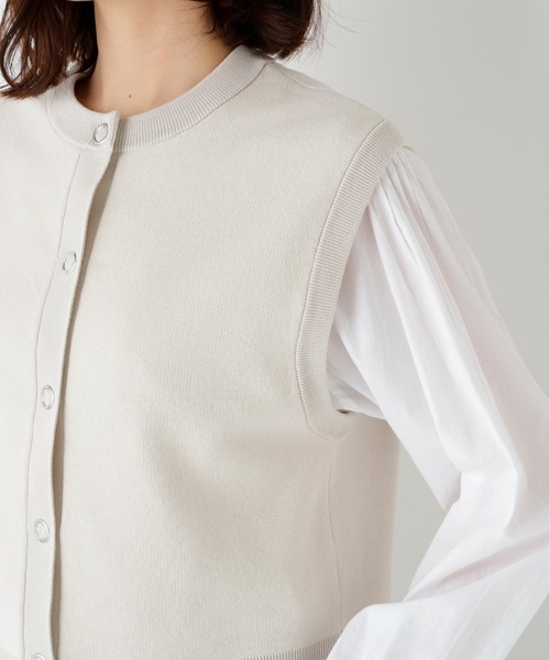 human woman(ヒューマンウーマン)の「◆ハイツイストコットン混ジャカードベスト(ベスト・レディース・ネイビー/ホワイト系その他/グレー・MEDIUM)」の14枚目の写真