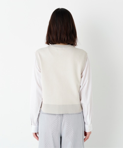 human woman(ヒューマンウーマン)の「◆ハイツイストコットン混ジャカードベスト(ベスト・レディース・ネイビー/ホワイト系その他/グレー・MEDIUM)」の16枚目の写真