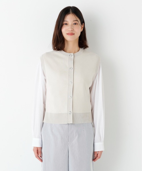 human woman(ヒューマンウーマン)の「◆ハイツイストコットン混ジャカードベスト(ベスト・レディース・ネイビー/ホワイト系その他/グレー・MEDIUM)」の18枚目の写真
