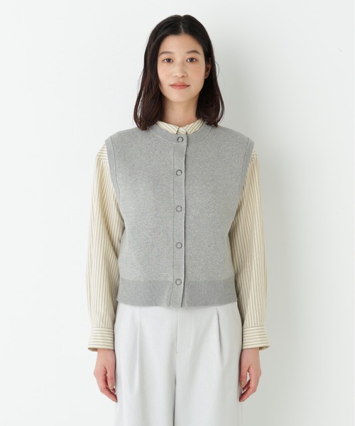 human woman(ヒューマンウーマン)の「◆ハイツイストコットン混ジャカードベスト(ベスト・レディース・ネイビー/ホワイト系その他/グレー・MEDIUM)」の7枚目の写真