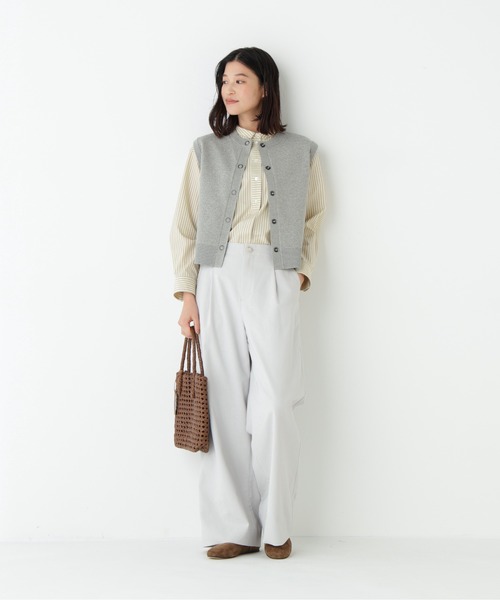 human woman(ヒューマンウーマン)の「◆ハイツイストコットン混ジャカードベスト(ベスト・レディース・ネイビー/ホワイト系その他/グレー・MEDIUM)」の8枚目の写真