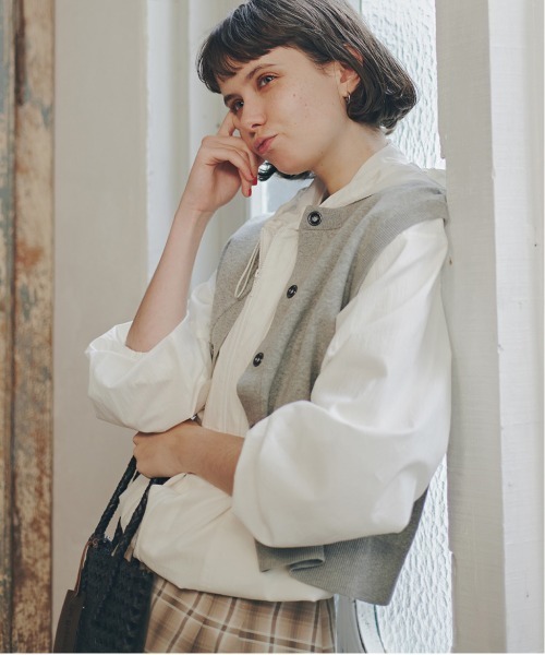 human woman(ヒューマンウーマン)の「◆ハイツイストコットン混ジャカードベスト(ベスト・レディース・ネイビー/ホワイト系その他/グレー・MEDIUM)」の21枚目の写真