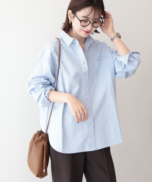 AMERICAN HOLIC（アメリカンホリック）の「【UVカット】オックスベーシックシャツ（シャツ/ブラウス・レディース・ブルー系その他6/サックスブルー/オレンジ/イエロー/ホワイト系その他5・L/M）」の3枚目の写真