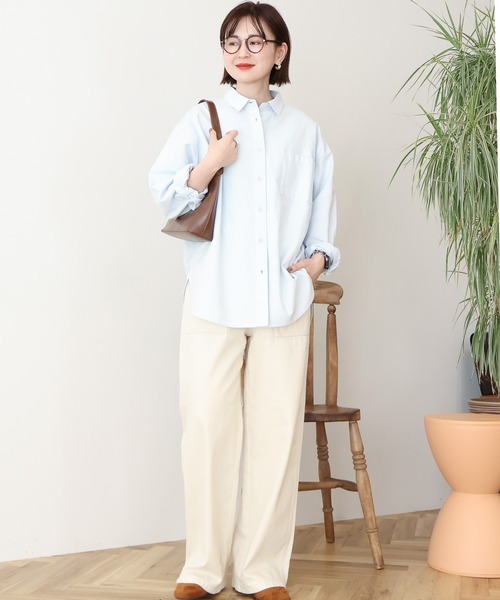 AMERICAN HOLIC（アメリカンホリック）の「【UVカット】オックスベーシックシャツ（シャツ/ブラウス・レディース・ブルー系その他6/サックスブルー/オレンジ/イエロー/ホワイト系その他5・L/M）」の11枚目の写真